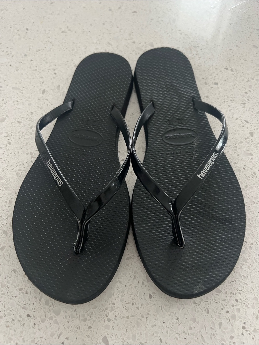 Havaianas Glossy Black Slim Flip-Flops